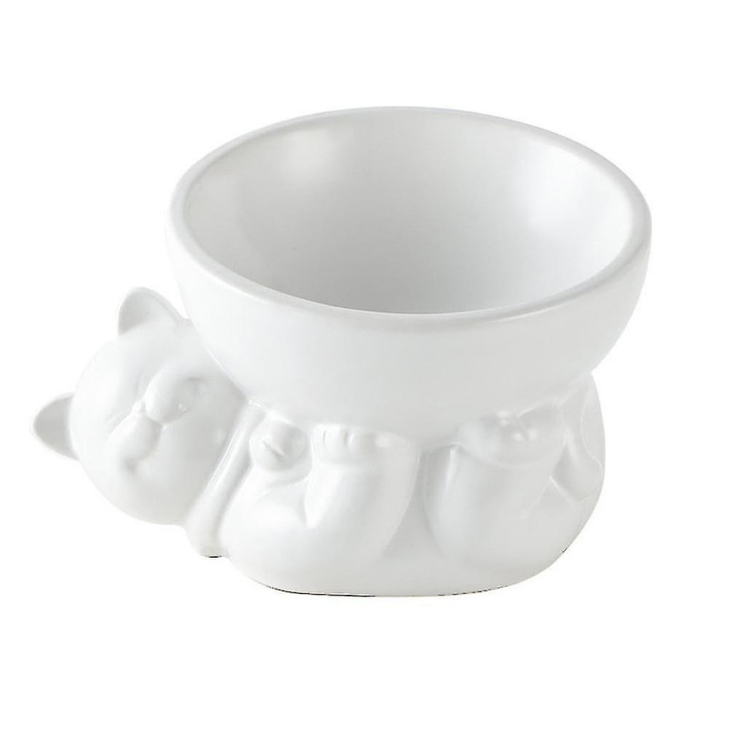 Pet Bowl Dog Bowl High Foot Oblique Mouth Protection Spine Creative Cartoon Haute Qualité