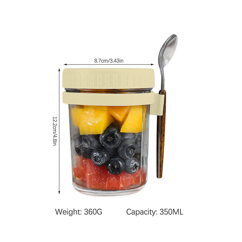 350 / 600ml Grande capacité Pots d’avoine de nuit avec couvercle et cuillère de haute qualité