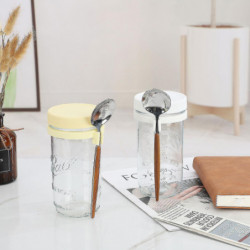 350 / 600ml Grande capacité Pots d’avoine de nuit avec couvercle et cuillère de haute qualité 350 / 600ml Grande capacité Pots d’avoine de nuit avec couvercle et cuillère de haute qualité