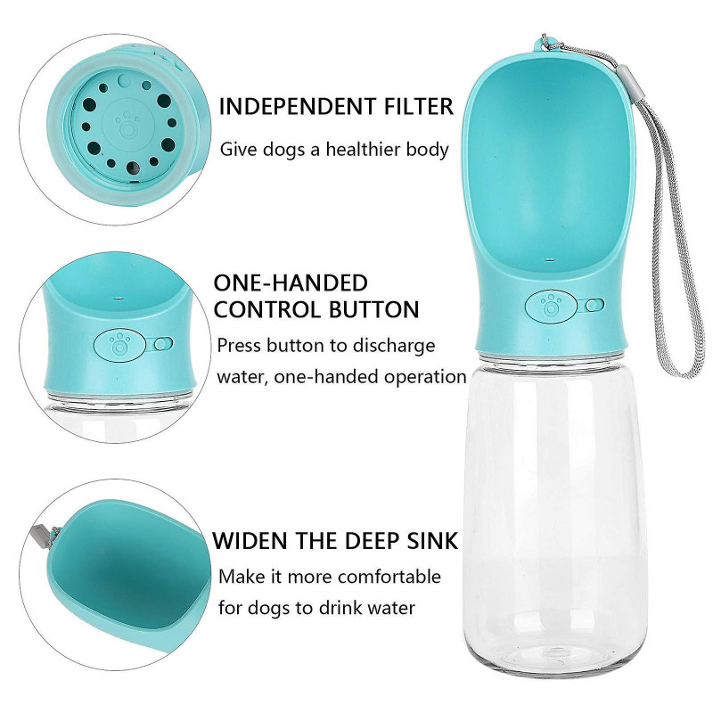 Dog Water Bottle, Leak Proof Portable Puppy Water Dispenser, 550ml Antibacterial Water Feeder For Pets