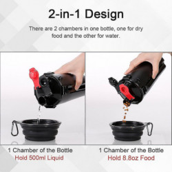 Pet Dogs Water Dispenser And Food Container Travel Water Bottle 2 In 1 Pet Dogs Water Dispenser And Food Container Travel Water Bottle 2 In 1