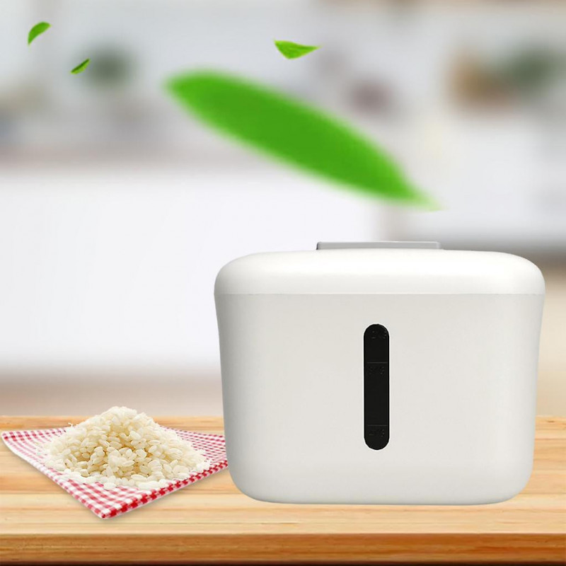 Pp Rice Storage Bucket Food Grain Seal Sliding Lid Organizer Utensils White