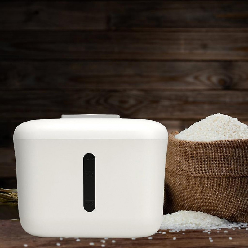 Pp Rice Storage Bucket Food Grain Seal Sliding Lid Organizer Utensils White