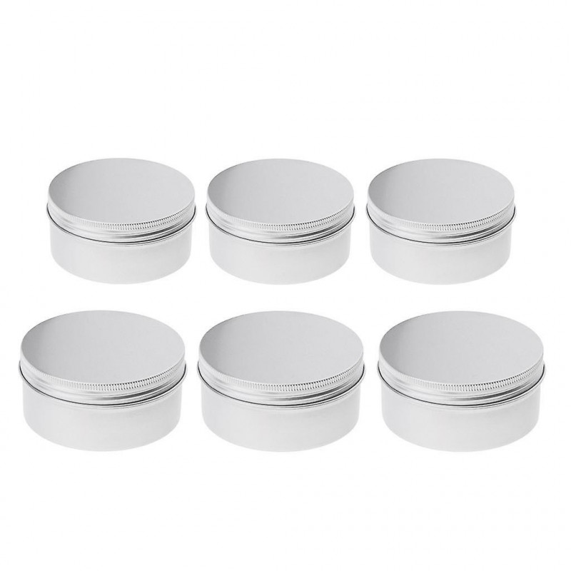 6 Pieces Aluminium Lip Balm Empty Pot Jar Tin Container Box With Screw Lid