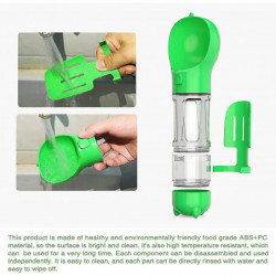 300ml Portable Dog Water Bottle,4 In 1 Travel Water Bottle,waste Shovel,food Container,trash Bag,green 300ml Portable Dog Water Bottle,4 In 1 Travel Water Bottle,waste Shovel,food Container,trash Bag,green