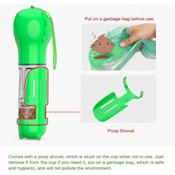 300ml Portable Dog Water Bottle,4 In 1 Travel Water Bottle,waste Shovel,food Container,trash Bag,green 300ml Portable Dog Water Bottle,4 In 1 Travel Water Bottle,waste Shovel,food Container,trash Bag,green