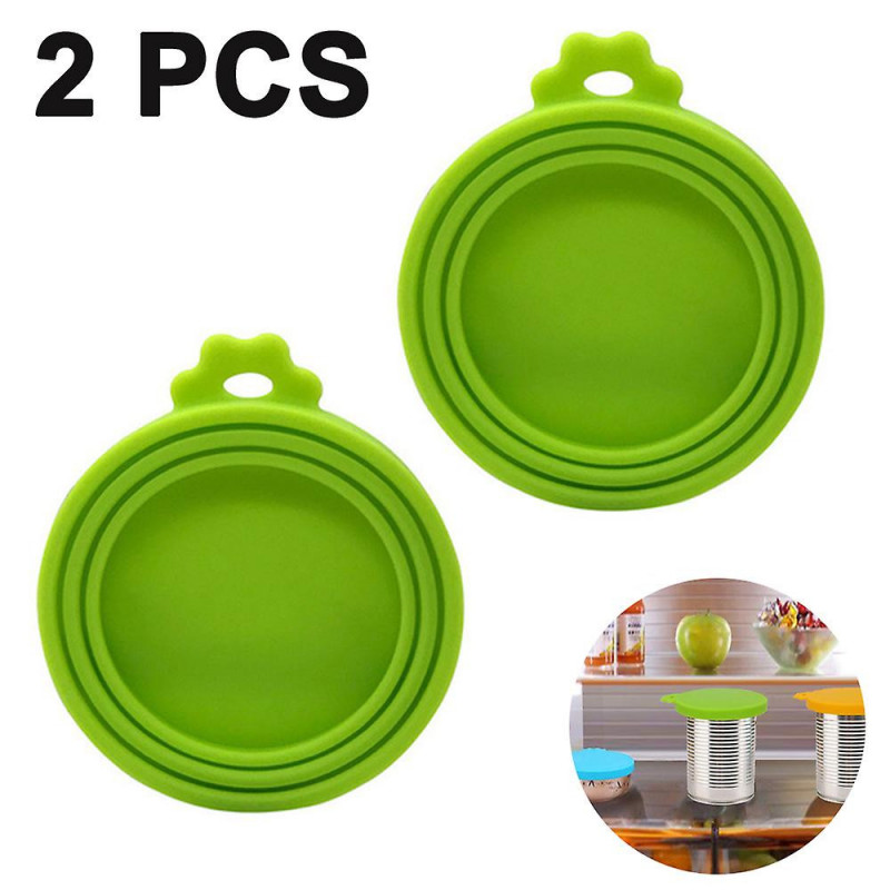 Pet Food Can Lids, Silicone Can Covers For Dog Cat Food, Universal Size Fit Small Medium Large Cans, 2 Pack-green