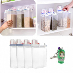4pcs Distributeur de céréales Boîte de stockage de riz Farine Conteneur Tasse à mesurer