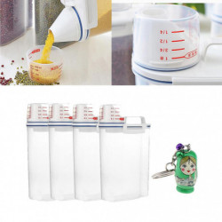 4pcs Distributeur de céréales Boîte de stockage de riz Farine Conteneur Tasse à mesurer 4pcs Distributeur de céréales Boîte de stockage de riz Farine Conteneur Tasse à mesurer