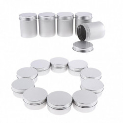 15pcs Boîtes de conserve en aluminium vides avec couvercles à vis Boîte Récipient Crème Pot Top Rond, 5x80ml, 10x50ml