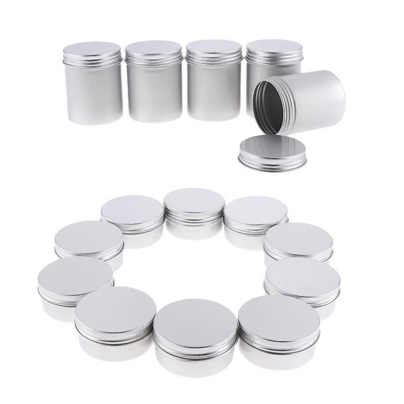 15pcs Boîtes de conserve en aluminium vides avec couvercles à vis Boîte Récipient Crème Pot Top Rond, 5x80ml, 10x50ml