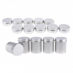 15pcs Boîtes de conserve en aluminium vides avec couvercles à vis Boîte Récipient Crème Pot Top Rond, 5x80ml, 10x50ml