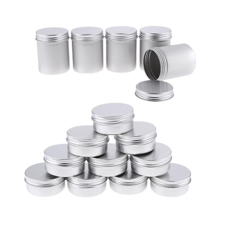 15pcs Boîtes de conserve en aluminium vides avec couvercles à vis Boîte Récipient Crème Pot Top Rond, 5x80ml, 10x50ml