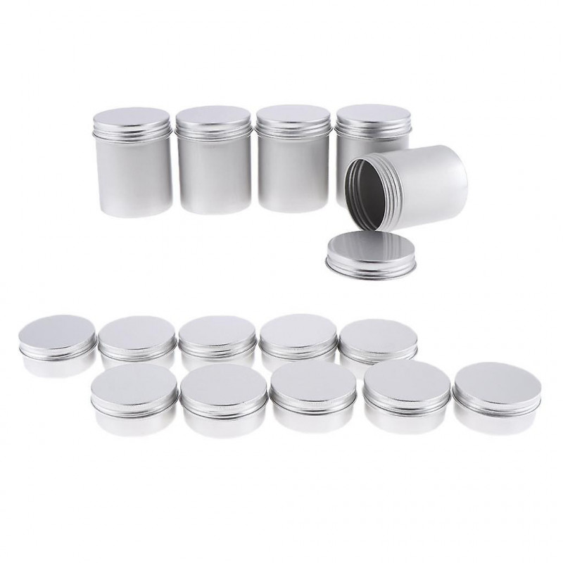 15pcs Boîtes de conserve en aluminium vides avec couvercles à vis Boîte Récipient Crème Pot Top Rond, 5x80ml, 10x50ml