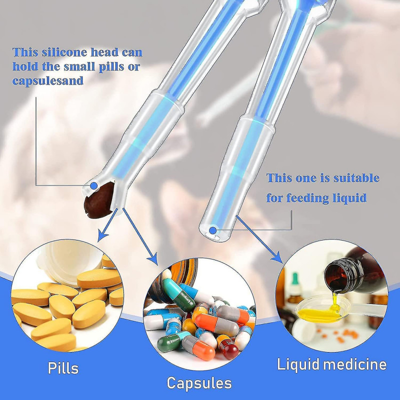 Cat Pill Shooter Pill Dispenser Pet Tablet Seringue Pusher Soft Tip (bleu 2 pièces)