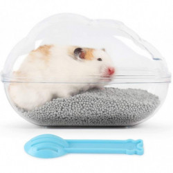 Ubiuo Hamster Sand Bath Container Large Transparent Plastic Toilet With Scoop Set For Small Pet Animals Cage Accessories