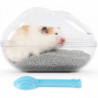Ubiuo Hamster Sand Bath Container Large Transparent Plastic Toilet With Scoop Set For Small Pet Animals Cage Accessories