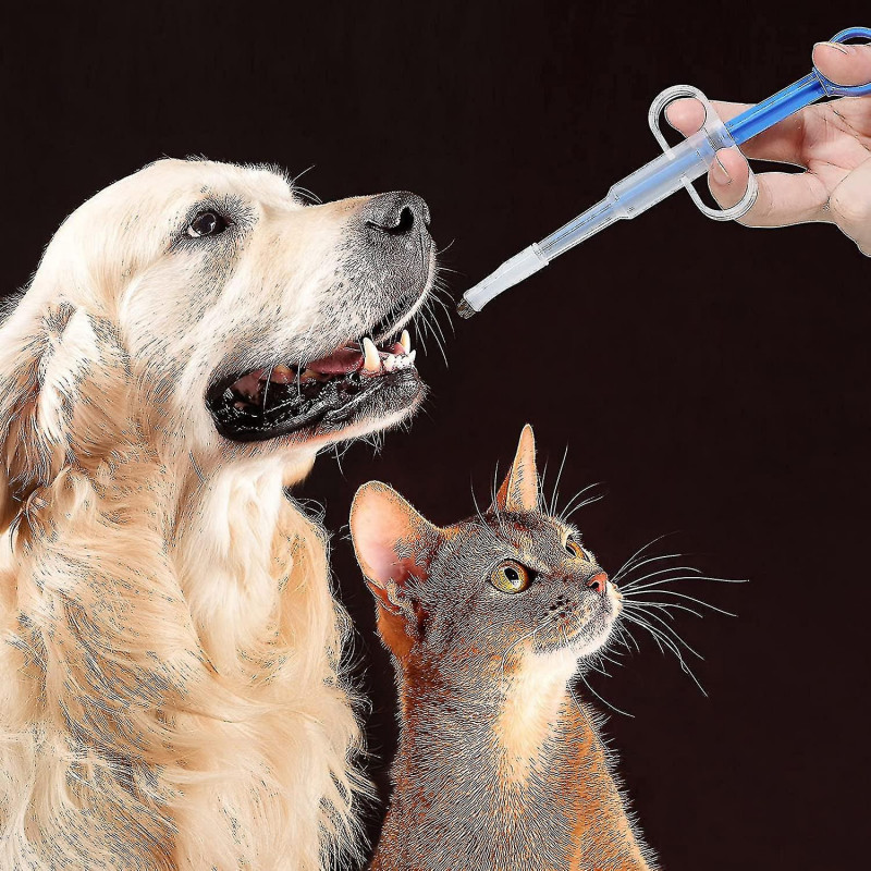 Cat Pill Shooter Pill Dispenser Pet Tablet Seringue Pusher Soft Tip (bleu 2 pièces)