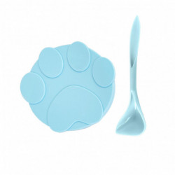 Pet Food Can Lid with Spoon Silicone Cover for Universal Sealing of Cat and Dog Food Blue Pet Food Can Lid with Spoon Silicone Cover for Universal Sealing of Cat and Dog Food Blue