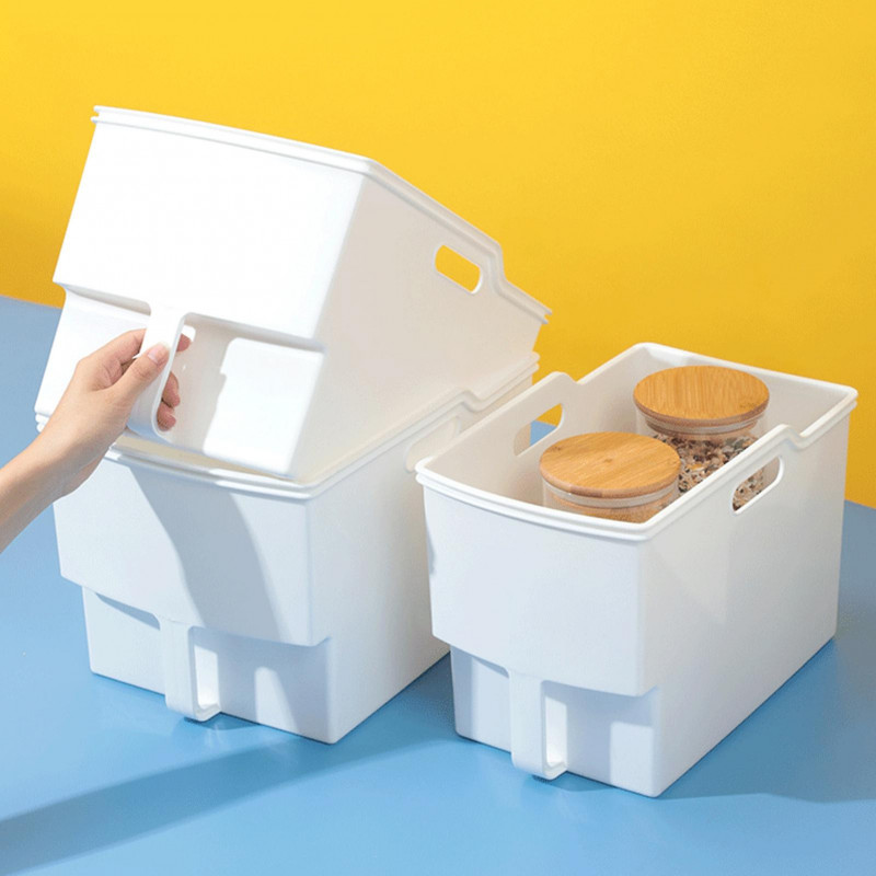 Storage Box Large Capacity Double Handle Cabinet Shelf Miscellaneous Grain Container Organizer Daily Use Qinghai