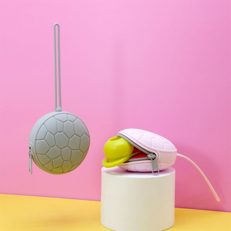 Bpa Free Soother Container Easy To Clean Silicone Three-dimensional Pacifier Case With Lanyard For Traveling