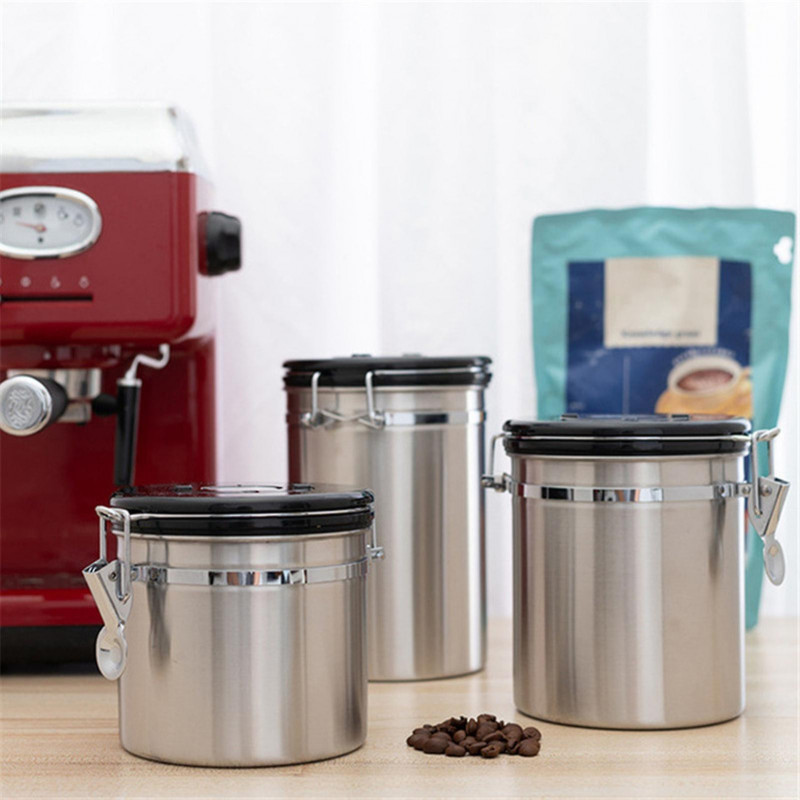 1200ml/1500ml/1800ml Storage Canister Well Sealed Convenient Fresh-keeping Stainless Steel Airtight Coffee [...]