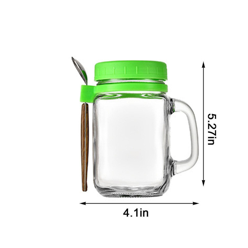 Portable Handle Overnight Oats Jars, Overnight Oats Container With Lid And Spoon, 10 Ounce Grain, Milk, Vegetable [...]