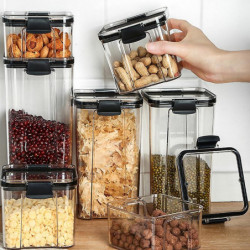 Moisture-proof Stackable Transparent Sealed Food Storage Jar Container With Lid Jikaix Moisture-proof Stackable Transparent Sealed Food Storage Jar Container With Lid Jikaix