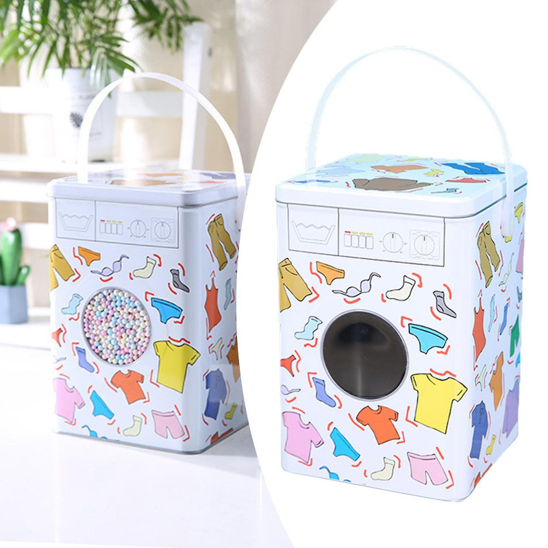 Household Laundry Powder Tin 5l Capacity For Storing Grain Rice Laundry Room Colorful