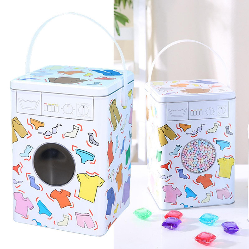 Household Laundry Powder Tin 5l Capacity For Storing Grain Rice Laundry Room Colorful