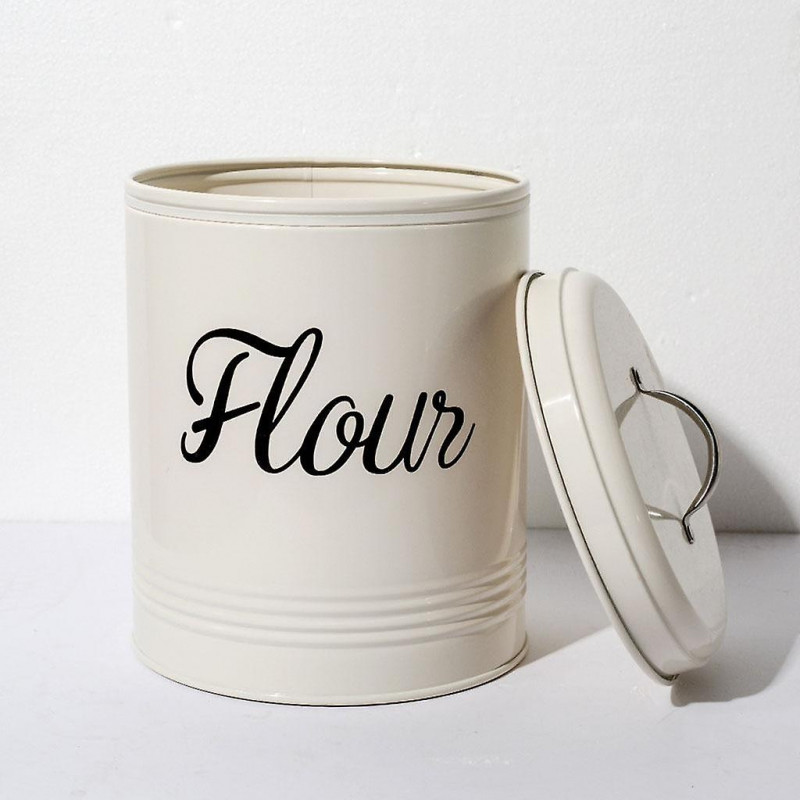 Rustic Metal Vintage Food Flour Storage Tin Jar Box 5l Container With Lid