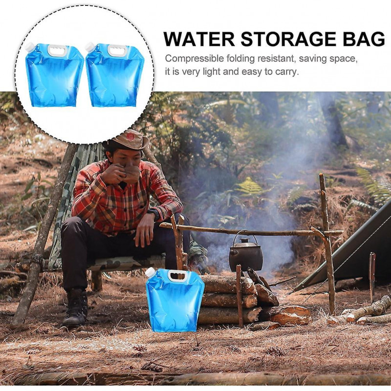 Bucket Canister Water Storage Bag Portable Kettle Bottle for Bike Foldable Container 2 Pcs