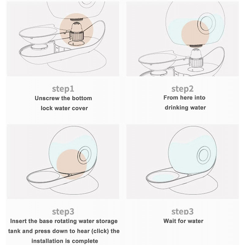 Pet Water Dispenser, Automatic Feeders Gravity Water Dispenser For Dogs, 2.8l Drinking Bottles Bowls For Pet