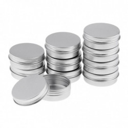 2x10 Empty Aluminum Tins Cans With Screw Lids Box Container Jar Top Round 30g 2x10 Empty Aluminum Tins Cans With Screw Lids Box Container Jar Top Round 30g