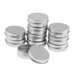 2x10 Empty Aluminum Tins Cans With Screw Lids Box Container Jar Top Round 30g 2x10 Empty Aluminum Tins Cans With Screw Lids Box Container Jar Top Round 30g
