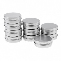 2x10 Empty Aluminum Tins Cans With Screw Lids Box Container Jar Top Round 30g 2x10 Empty Aluminum Tins Cans With Screw Lids Box Container Jar Top Round 30g