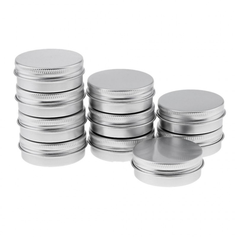 2x10 Empty Aluminum Tins Cans With Screw Lids Box Container Jar Top Round 30g