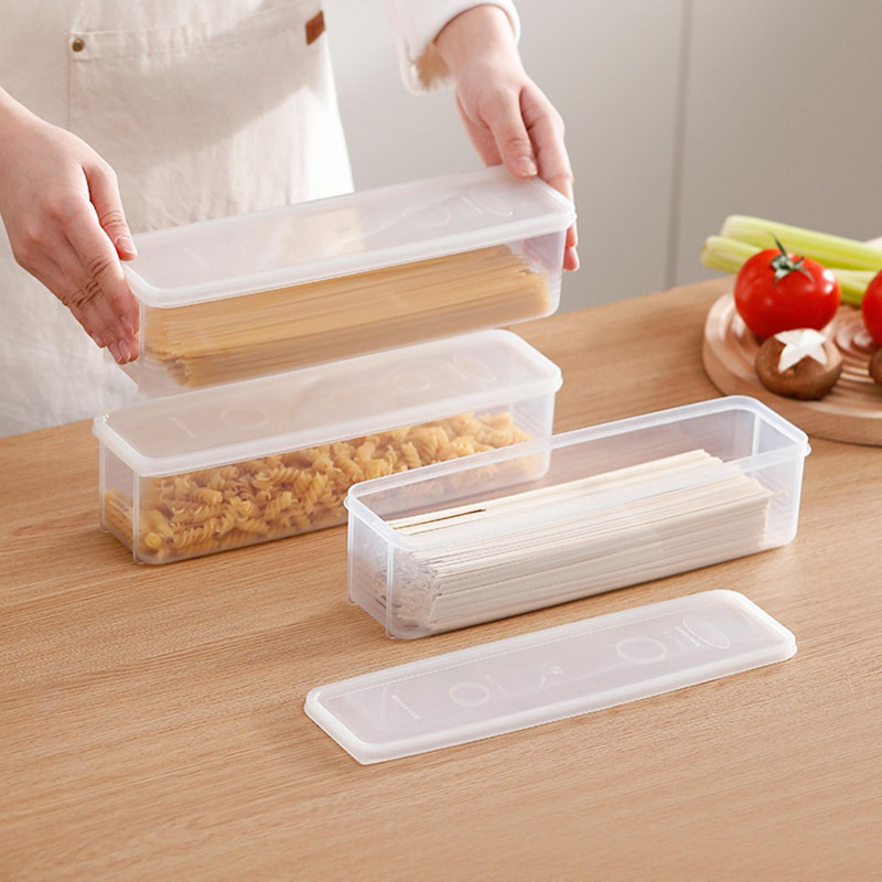 Noodle Container Transparent Stackable Sealed Moisture-proof with Cover Fresh-keeping Rectangle Spaghetti Box [...]
