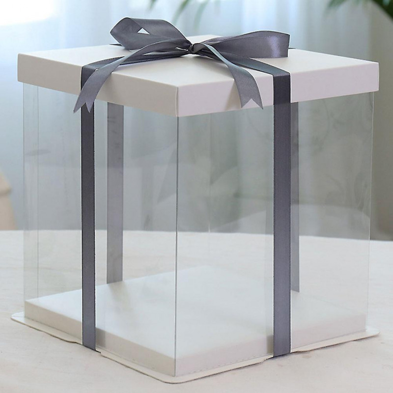 1Pc 10inch Transparent Birthday Cake Box Plastic Cake Container Box Dessert Storage Box (Transparent)