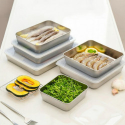 3Pcs Stainless Steel Food Storage Box Freshness Preservation Easy to Clean with Lid Smooth Surface S 3Pcs Stainless Steel Food Storage Box Freshness Preservation Easy to Clean with Lid Smooth Surface S
