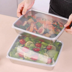 3Pcs Stainless Steel Food Storage Box Freshness Preservation Easy to Clean with Lid Smooth Surface S 3Pcs Stainless Steel Food Storage Box Freshness Preservation Easy to Clean with Lid Smooth Surface S