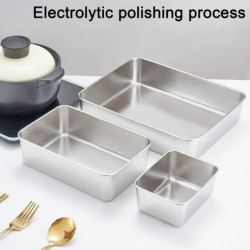 3Pcs Stainless Steel Food Storage Box Freshness Preservation Easy to Clean with Lid Smooth Surface S 3Pcs Stainless Steel Food Storage Box Freshness Preservation Easy to Clean with Lid Smooth Surface S
