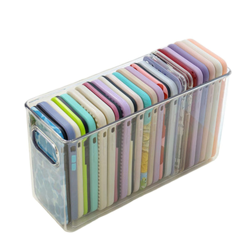Fornnerg Storage Box Large Capacity Transparent Desktop Mobile Phone Case Container Household Suppli