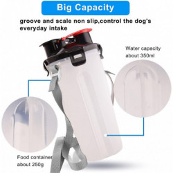 Portable Pet Water Bottle And Food Container For Travel 2-in-1bottle With 2 Collapsible Bowls Portable Pet Water Bottle And Food Container For Travel 2-in-1bottle With 2 Collapsible Bowls
