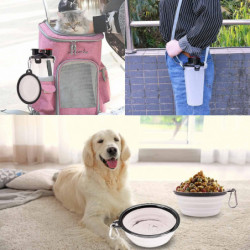 Portable Pet Water Bottle And Food Container For Travel 2-in-1bottle With 2 Collapsible Bowls Portable Pet Water Bottle And Food Container For Travel 2-in-1bottle With 2 Collapsible Bowls