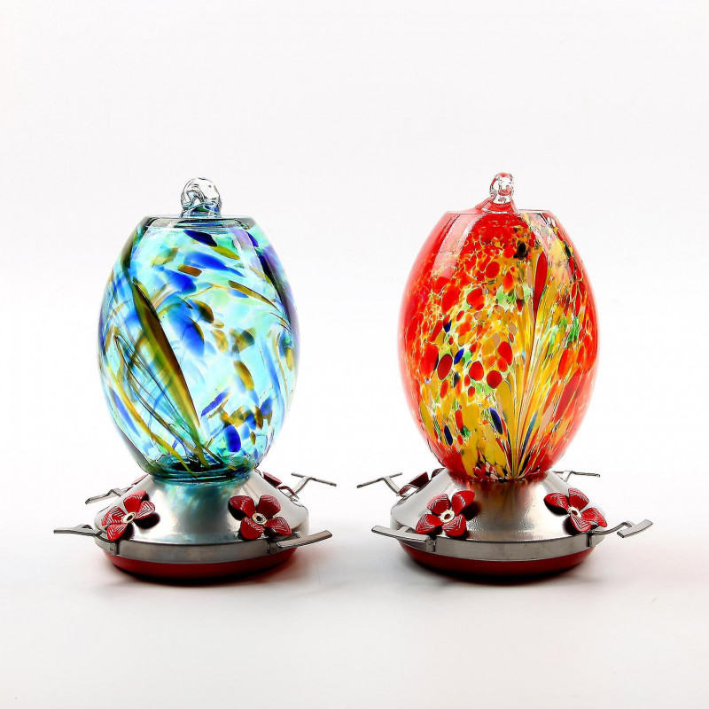 Beautiful Bird Feeder - Bright-colored Glass, Festive Touch, Bird Food Container