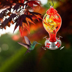 Beautiful Bird Feeder - Bright-colored Glass, Festive Touch, Bird Food Container Beautiful Bird Feeder - Bright-colored Glass, Festive Touch, Bird Food Container