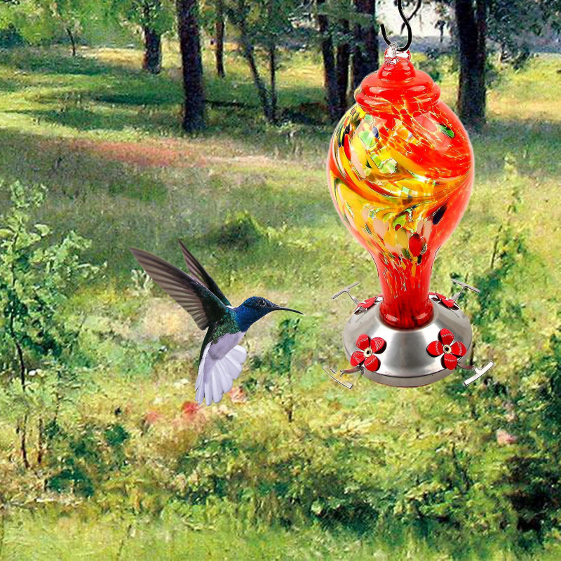 Beautiful Bird Feeder - Bright-colored Glass, Festive Touch, Bird Food Container