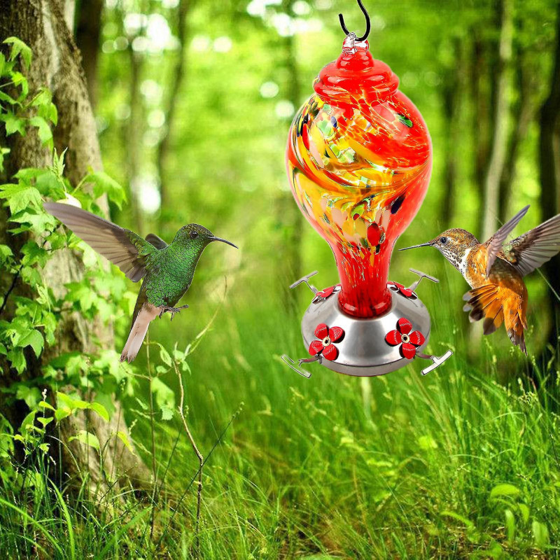 Beautiful Bird Feeder - Bright-colored Glass, Festive Touch, Bird Food Container
