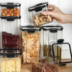 4Pcs Kitchen Sealed Cans, Grain Storage Jars, Refrigerators, Stackable Cans, Transparent Cans, -Kee 4Pcs Kitchen Sealed Cans, Grain Storage Jars, Refrigerators, Stackable Cans, Transparent Cans, -Kee